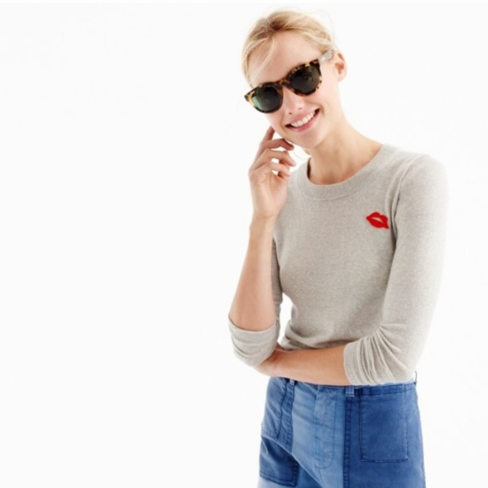 J.CREW merino wool Tippi sweater embroidered lip